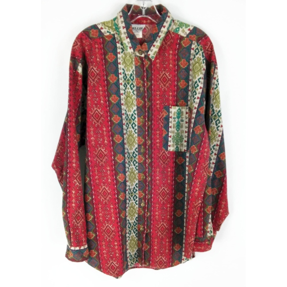 Niki Lee Long Sleeve Striped Shirt Blouse /  Size